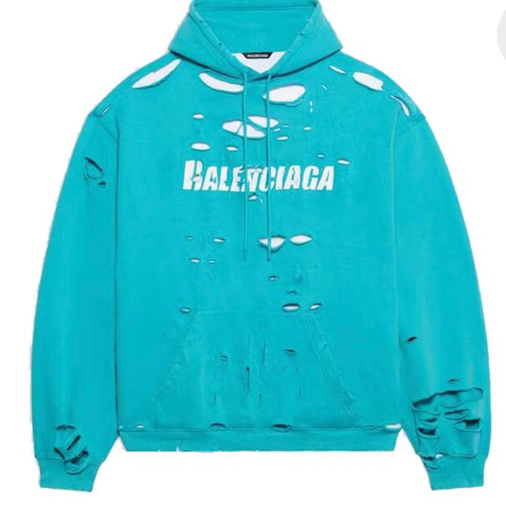 Balenciaga Men's  Caps Destroyed Hoodie XS